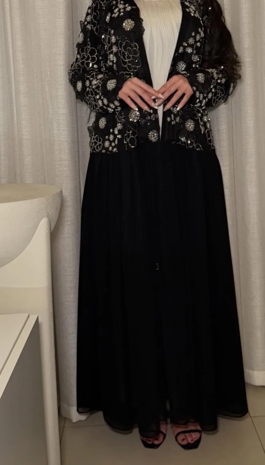 Eid abaya with 3D flowers
